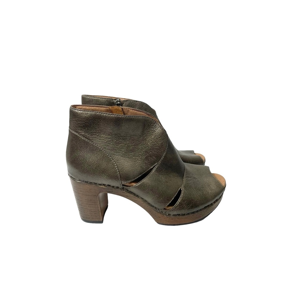 NEW Dansko‎ Delphina peep toe leather ankle booties Size 38 bronze metallic - Picture 5 of 9